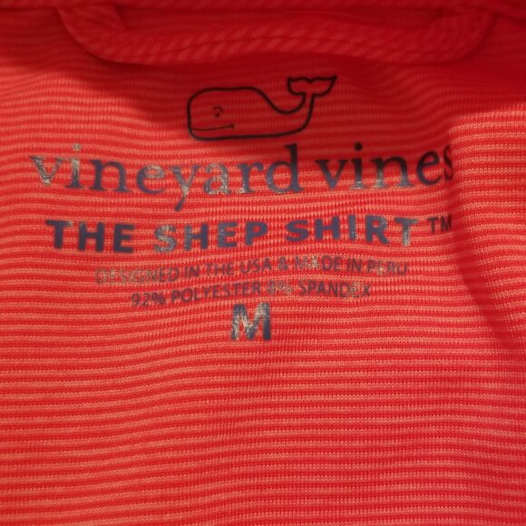 Vineyard Vines WOMEN’S THE SANKATY SHEP STRIPE SHIRT Med Bright Coral/Pink strip - Picture 3 of 6